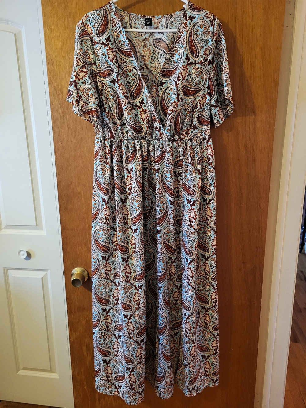 SHEIN Paisley Maxi Dress in Light Blue and Brown